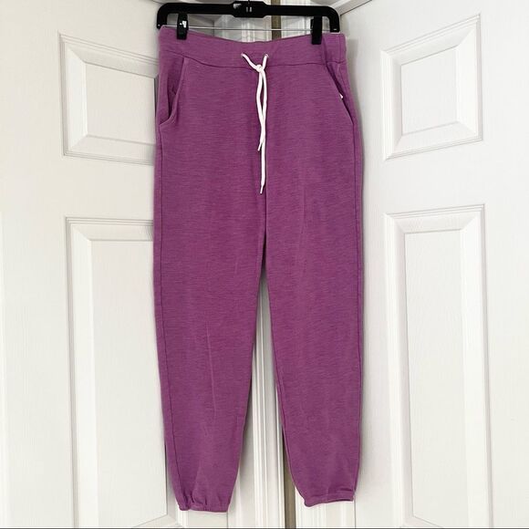 Monrow Super Soft Rayon Cotton Sporty Sweatpants in Neon Purple Small MSRP $128 - Picture 2 of 11